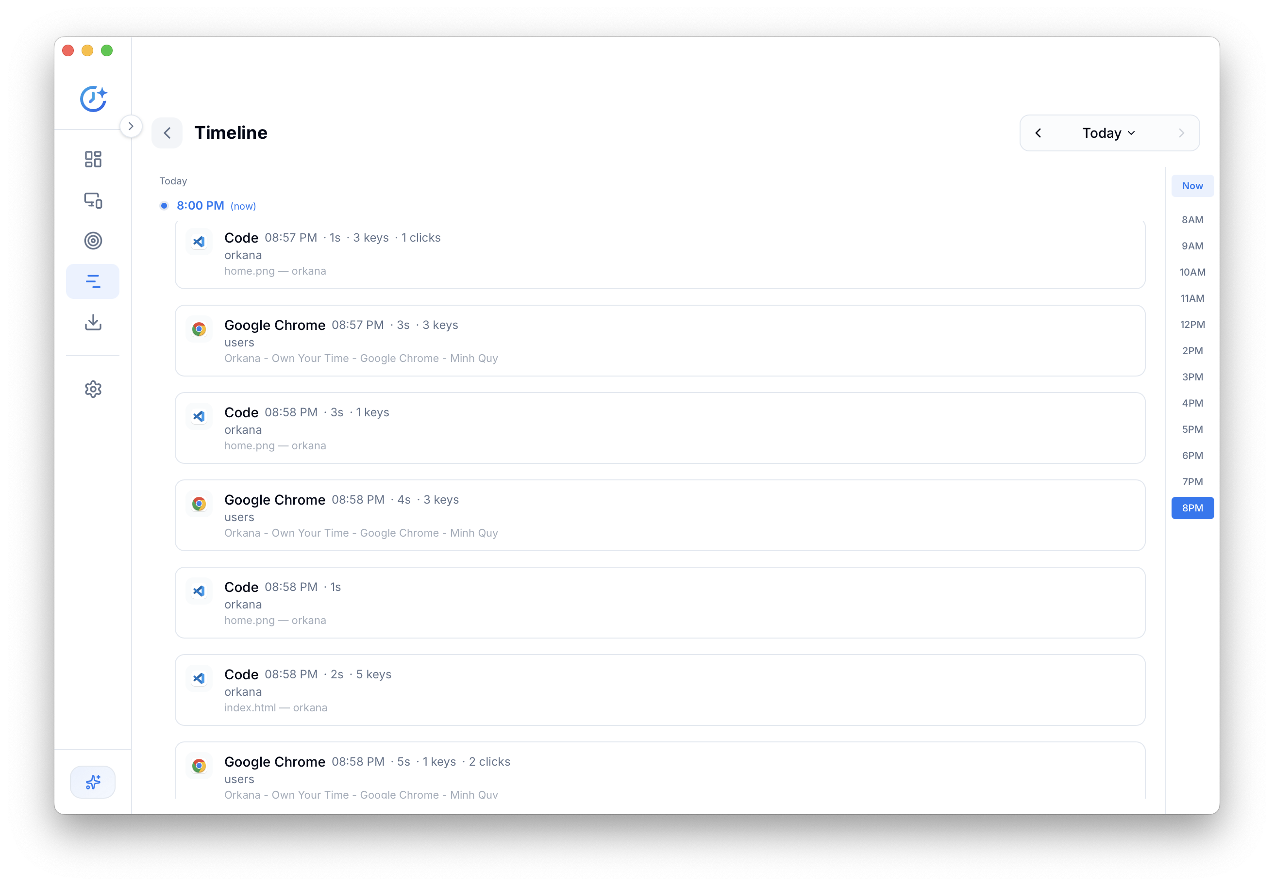 Timeline view